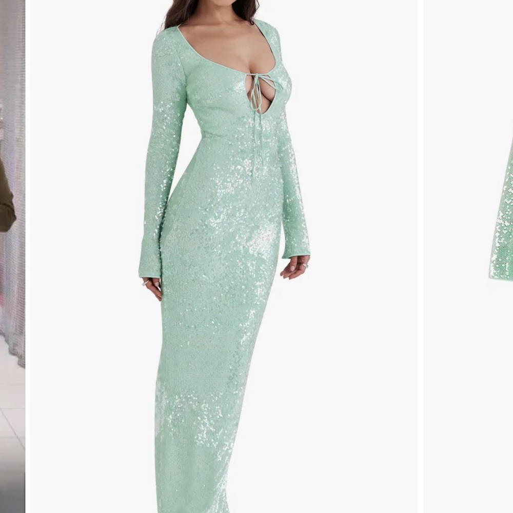 House of CB NWT Titania Sequin Long Sleeve Gown - Picture 2 of 5